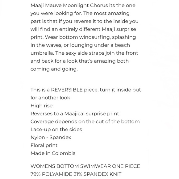 NWOT Maaji Reversible Mauve Moonlight Chorus Bikini Bottom - Picture 15 of 16